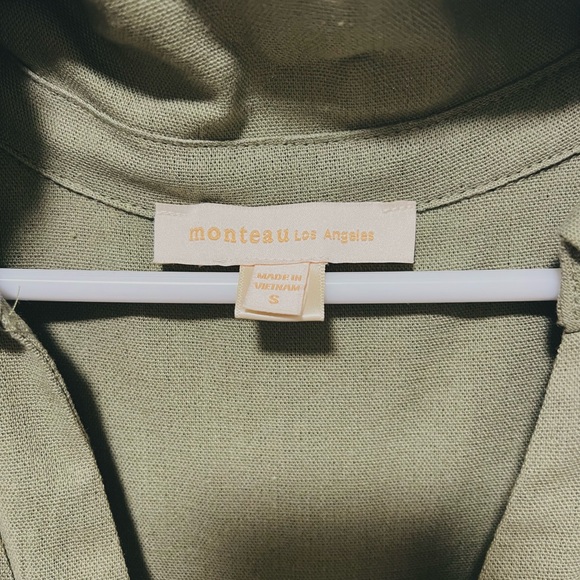 Monteau Olive Green Jumpsuit with Tie Belt - Picture 3 of 5